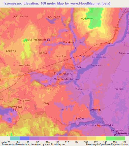 Trzemeszno,Poland Elevation Map