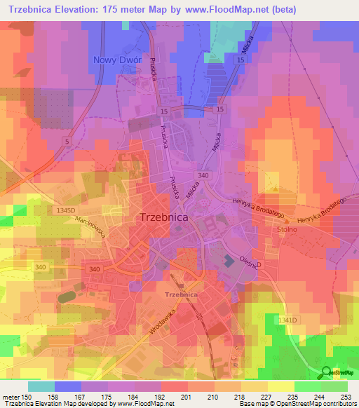 Trzebnica,Poland Elevation Map