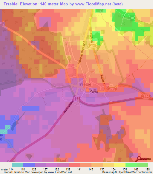 Trzebiel,Poland Elevation Map