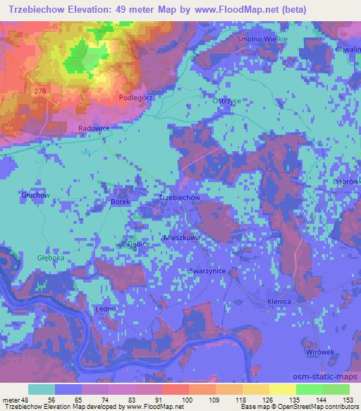 Trzebiechow,Poland Elevation Map