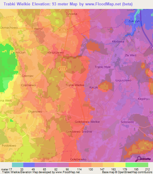 Trabki Wielkie,Poland Elevation Map