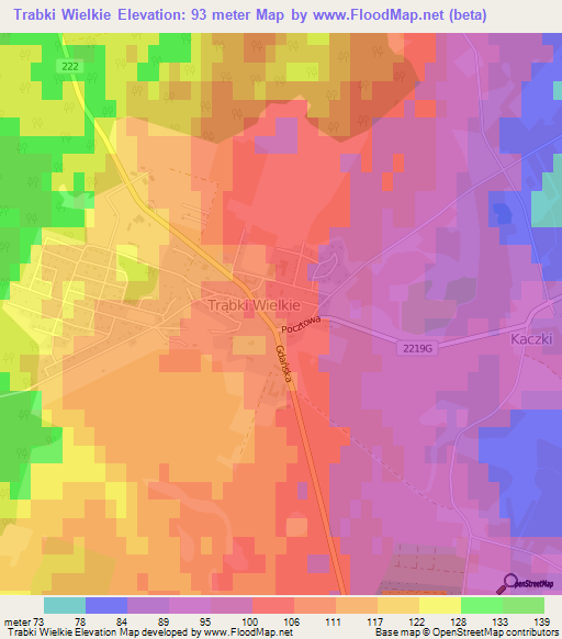 Trabki Wielkie,Poland Elevation Map