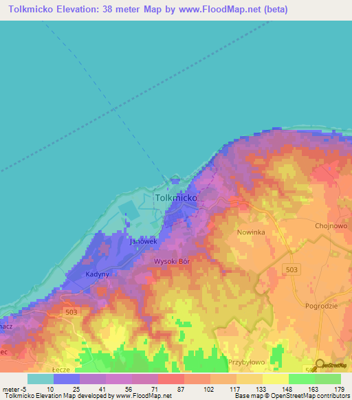 Tolkmicko,Poland Elevation Map