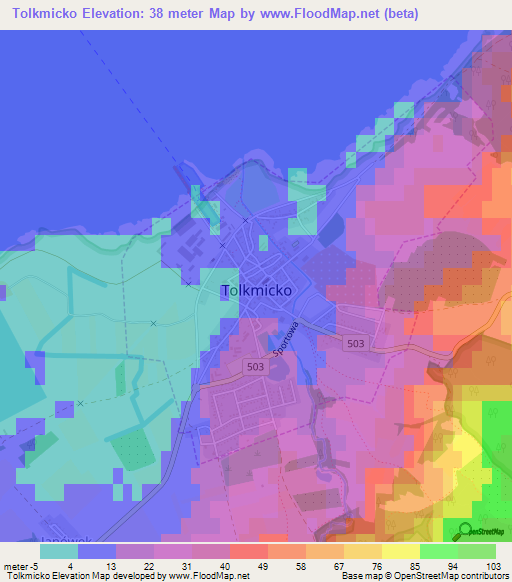 Tolkmicko,Poland Elevation Map