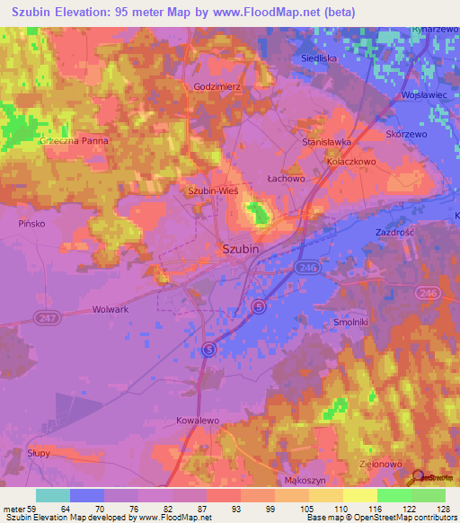 Szubin,Poland Elevation Map