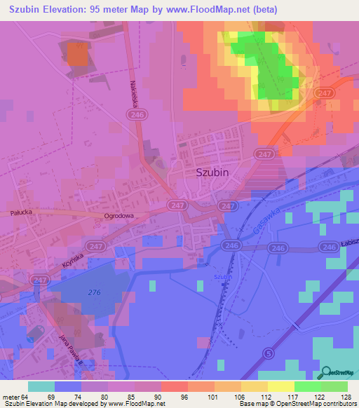 Szubin,Poland Elevation Map