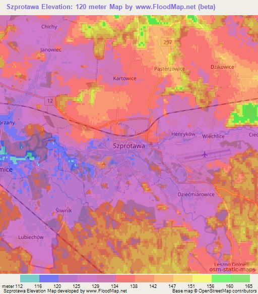 Szprotawa,Poland Elevation Map