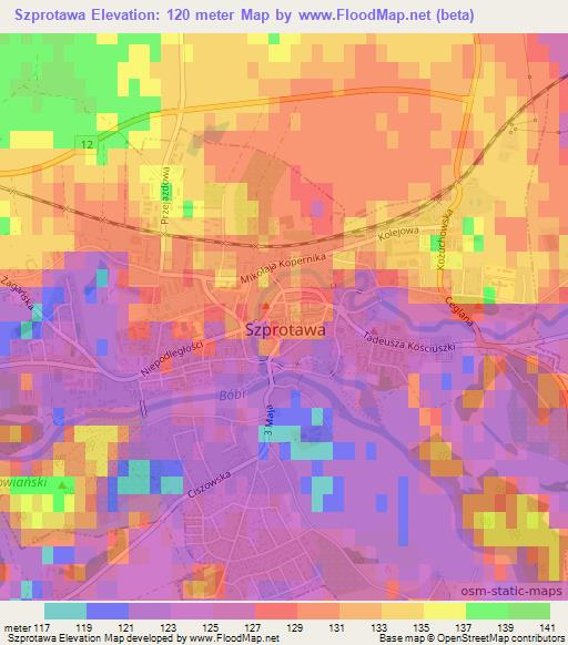 Szprotawa,Poland Elevation Map