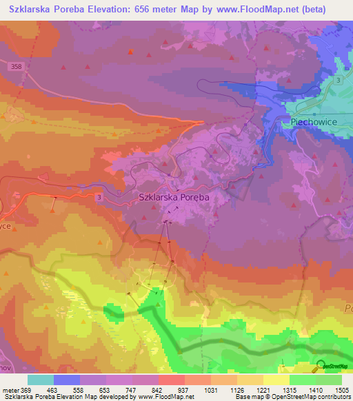 Szklarska Poreba,Poland Elevation Map