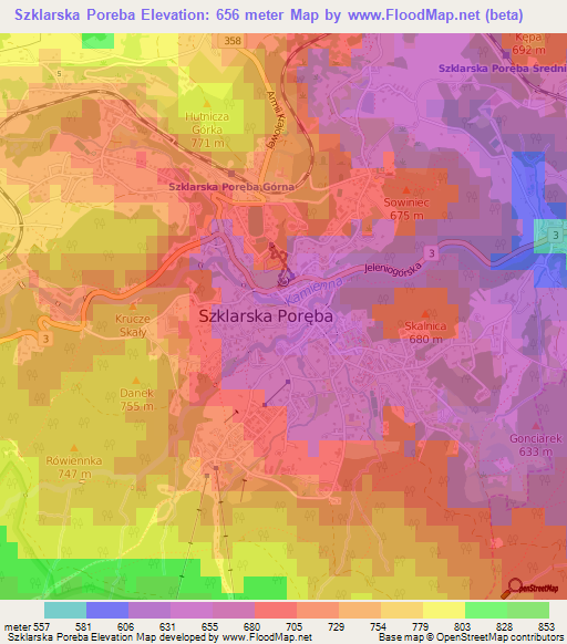 Szklarska Poreba,Poland Elevation Map