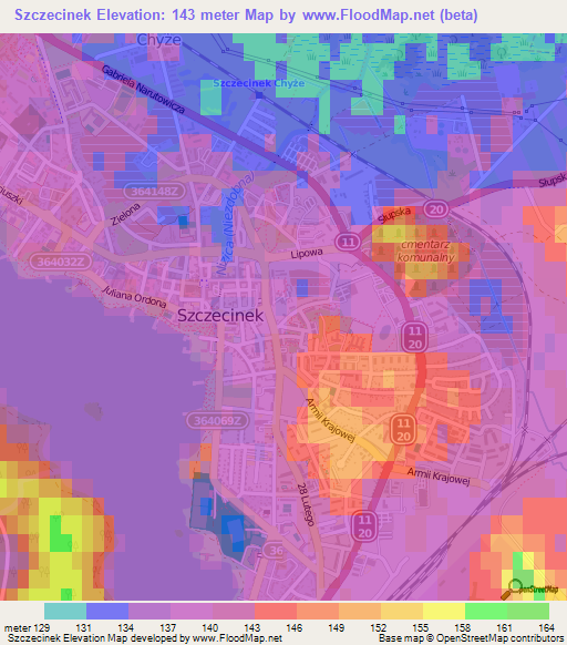 Szczecinek,Poland Elevation Map