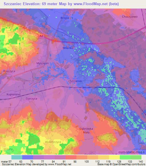 Szczaniec,Poland Elevation Map