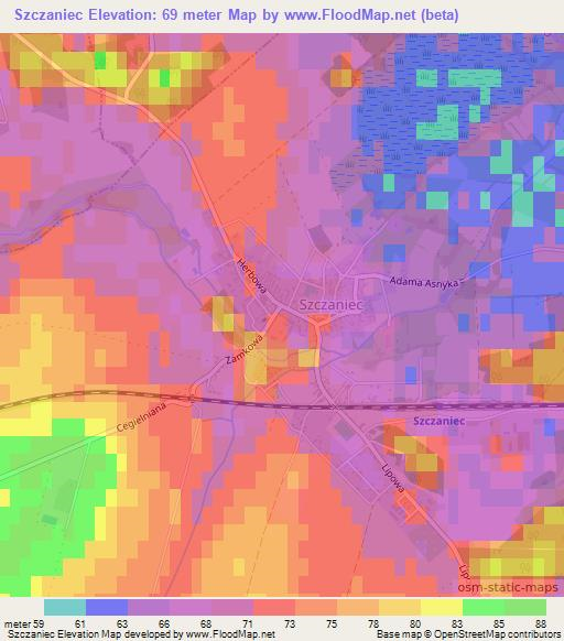 Szczaniec,Poland Elevation Map