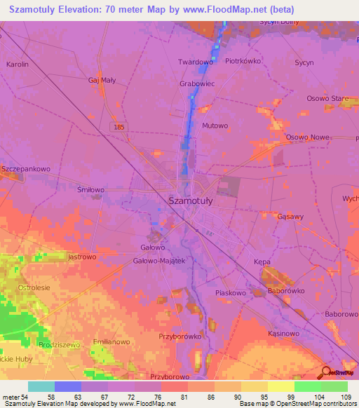 Szamotuly,Poland Elevation Map