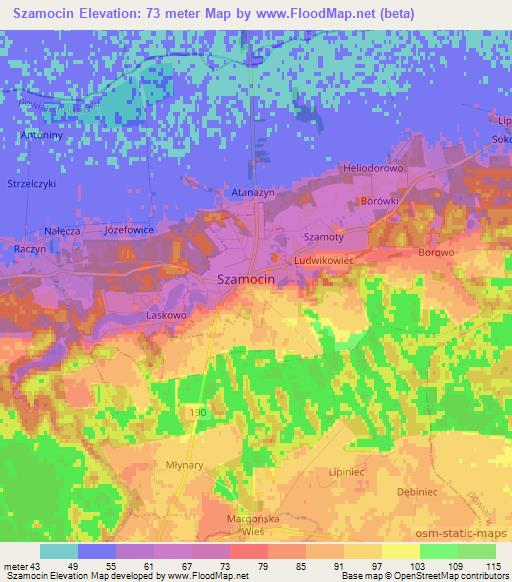 Szamocin,Poland Elevation Map