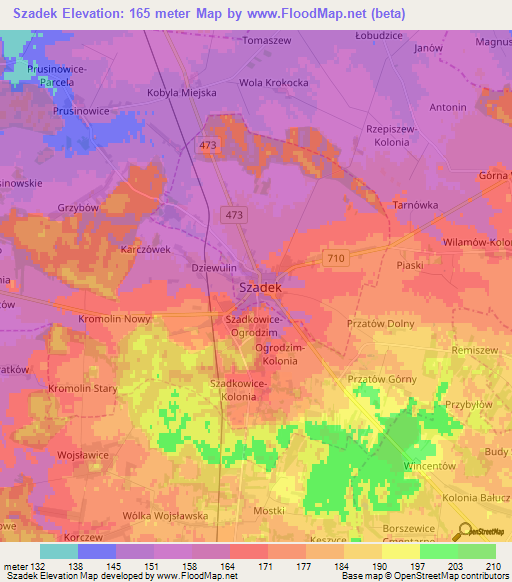 Szadek,Poland Elevation Map