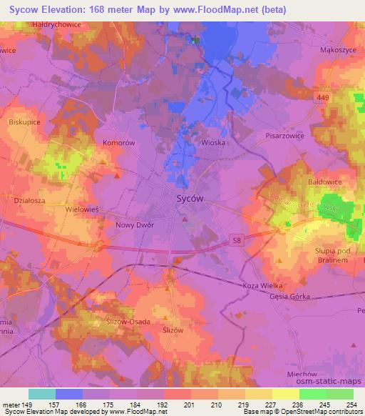 Sycow,Poland Elevation Map