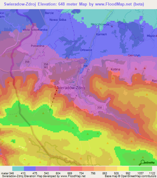 Swieradow-Zdroj,Poland Elevation Map