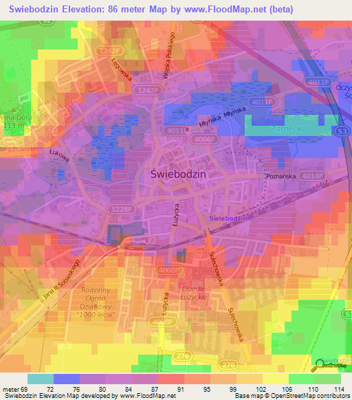Swiebodzin,Poland Elevation Map