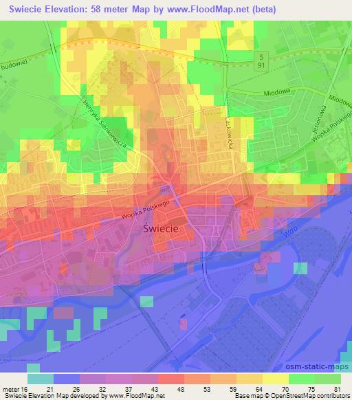 Swiecie,Poland Elevation Map