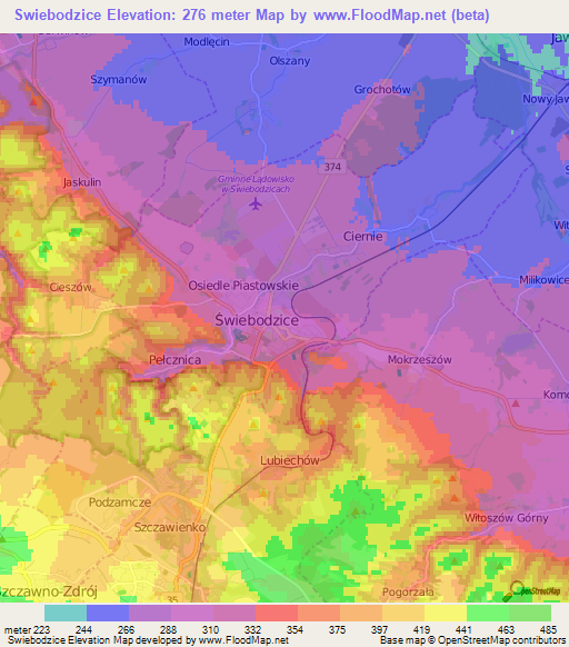Swiebodzice,Poland Elevation Map