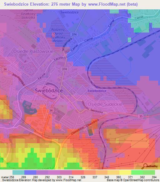 Swiebodzice,Poland Elevation Map