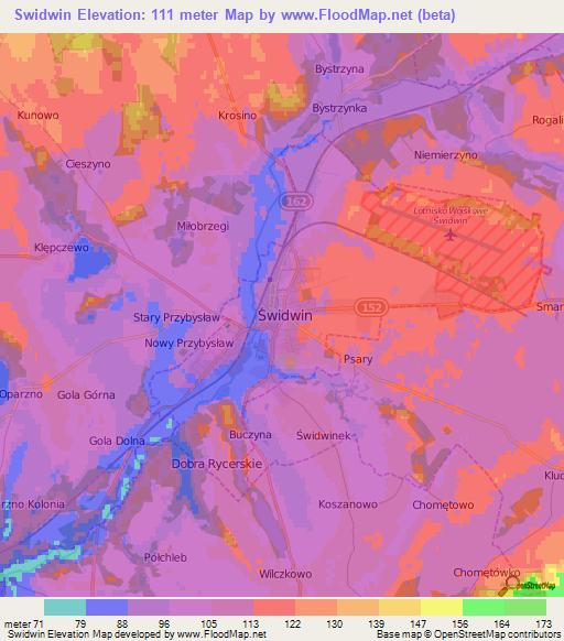 Swidwin,Poland Elevation Map