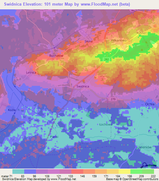 Swidnica,Poland Elevation Map
