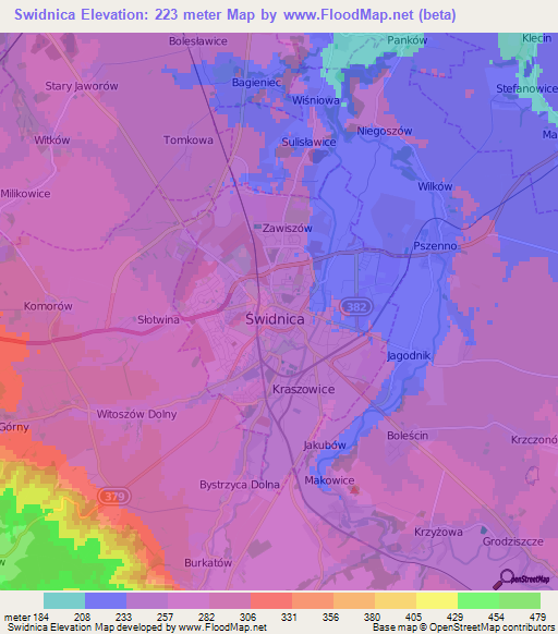 Swidnica,Poland Elevation Map
