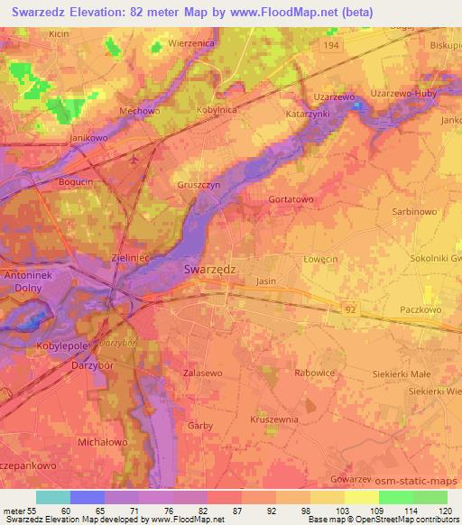 Swarzedz,Poland Elevation Map