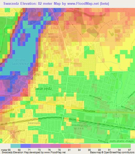 Swarzedz,Poland Elevation Map