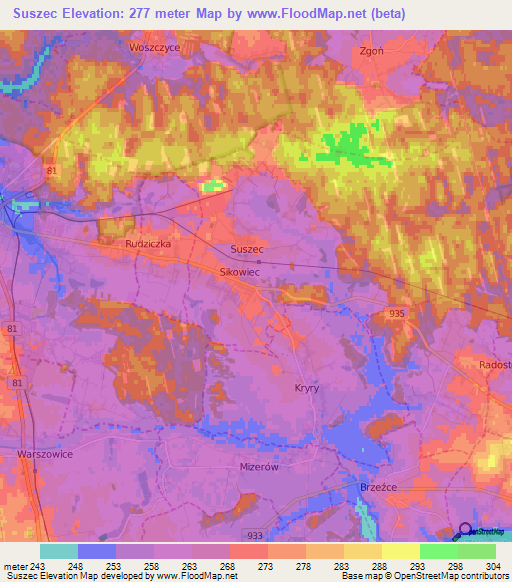 Suszec,Poland Elevation Map