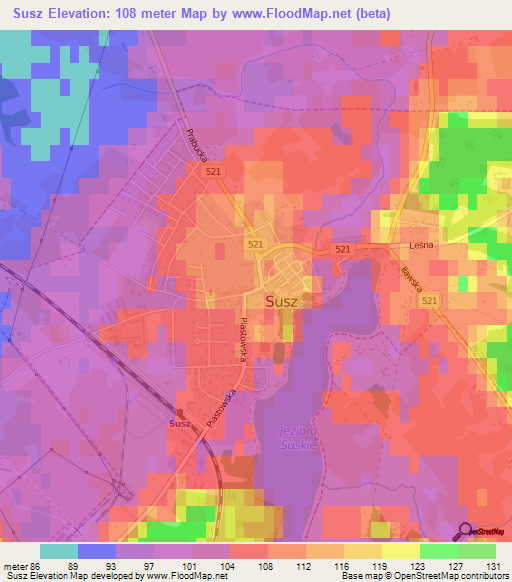 Susz,Poland Elevation Map