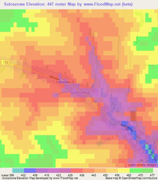 Suloszowa,Poland Elevation Map