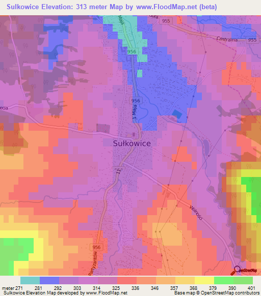 Sulkowice,Poland Elevation Map