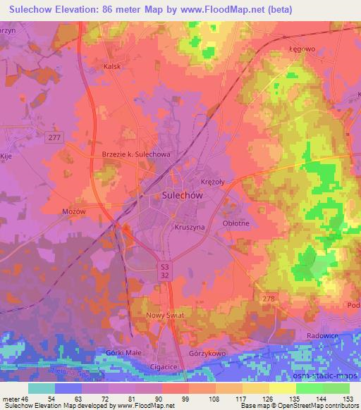 Sulechow,Poland Elevation Map