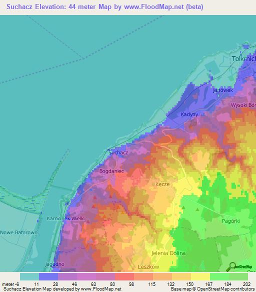 Suchacz,Poland Elevation Map