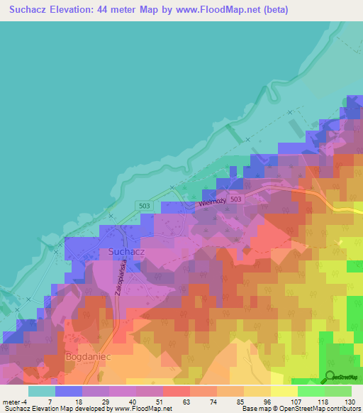 Suchacz,Poland Elevation Map