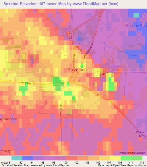 Strzelno,Poland Elevation Map
