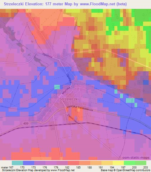 Strzeleczki,Poland Elevation Map