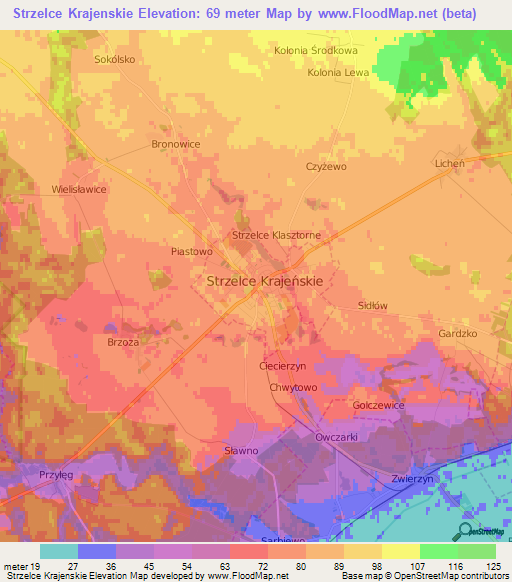 Strzelce Krajenskie,Poland Elevation Map