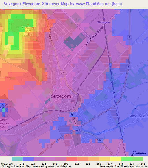 Strzegom,Poland Elevation Map