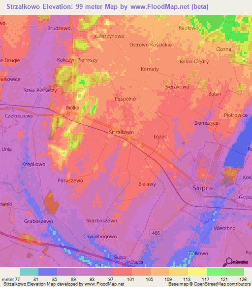 Strzalkowo,Poland Elevation Map