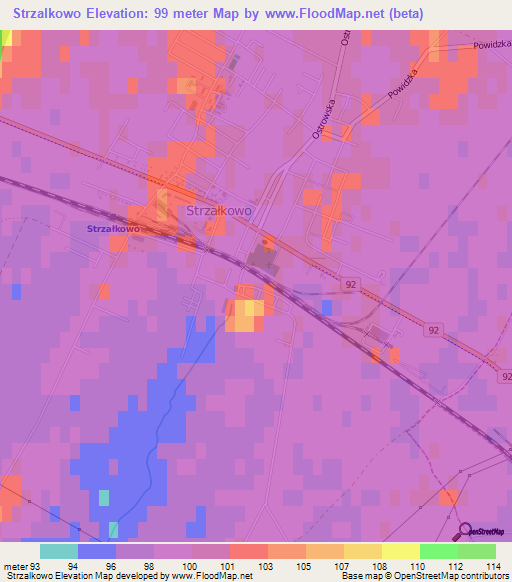 Strzalkowo,Poland Elevation Map