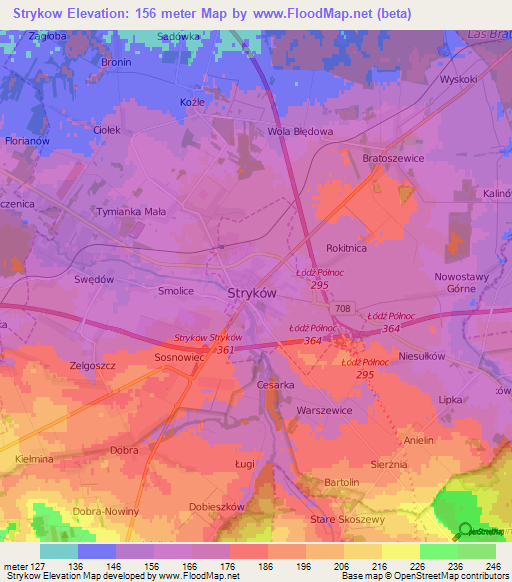 Strykow,Poland Elevation Map