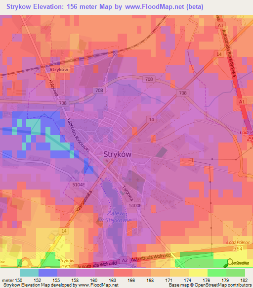 Strykow,Poland Elevation Map