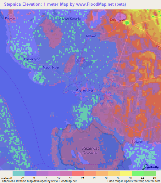 Stepnica,Poland Elevation Map
