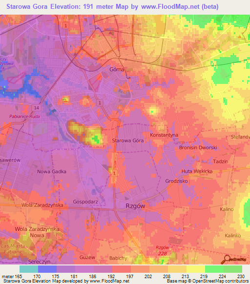 Starowa Gora,Poland Elevation Map