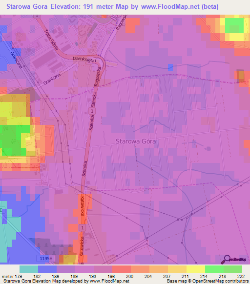 Starowa Gora,Poland Elevation Map