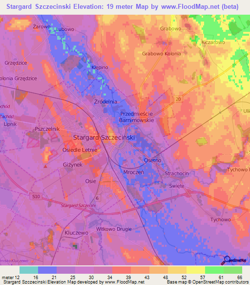 Stargard Szczecinski,Poland Elevation Map